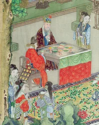 Ein chinesischer Mandarin wird unterhalten (Detail)